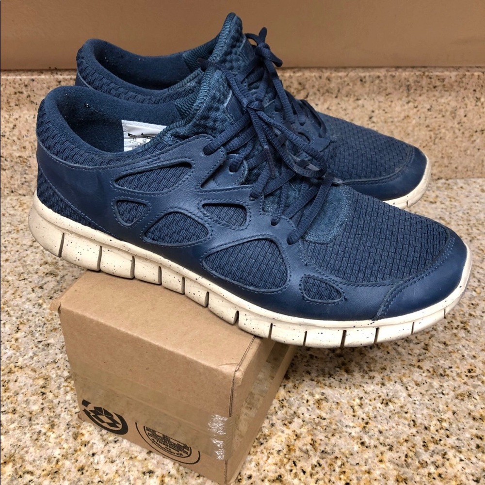 Men’s Nike Navy Free Run +2 P Leather Woven